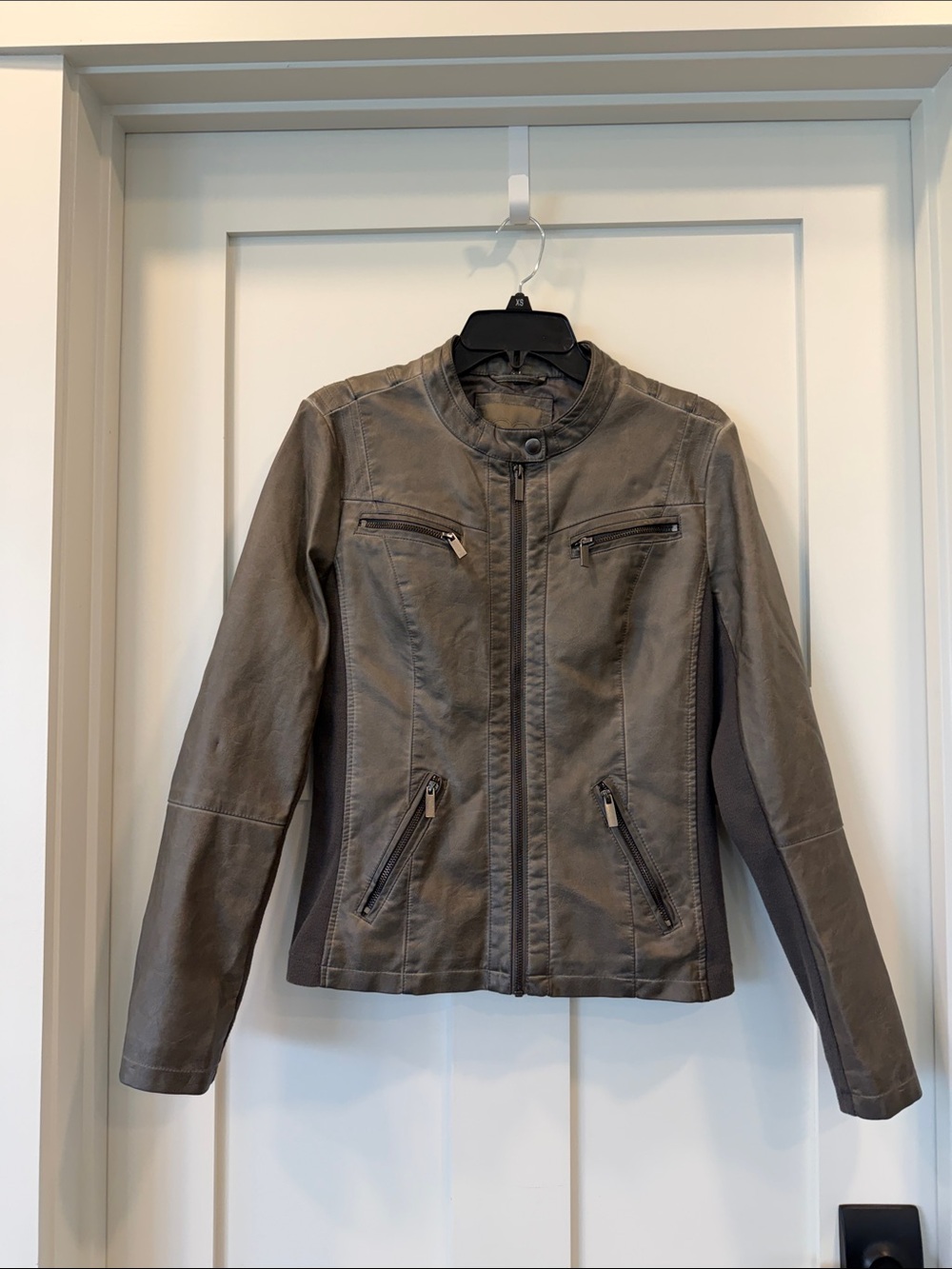 Maurices Gray Taupe Faux Leather Moto Jacket